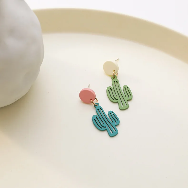 Женские акриловые серьги кактус модные милые и забавные карамельного