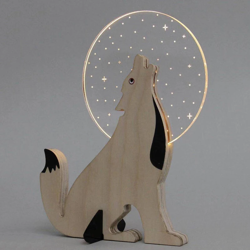 

Wooden Night Lamp Animals Shape Portable Carved Desk Light Decorative For Bedroom Livingroom AA