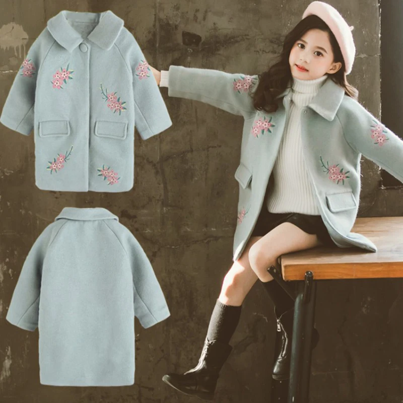 Клетчатый тренчкот для девочек Детское пальто очень толстая теплая шерстяная