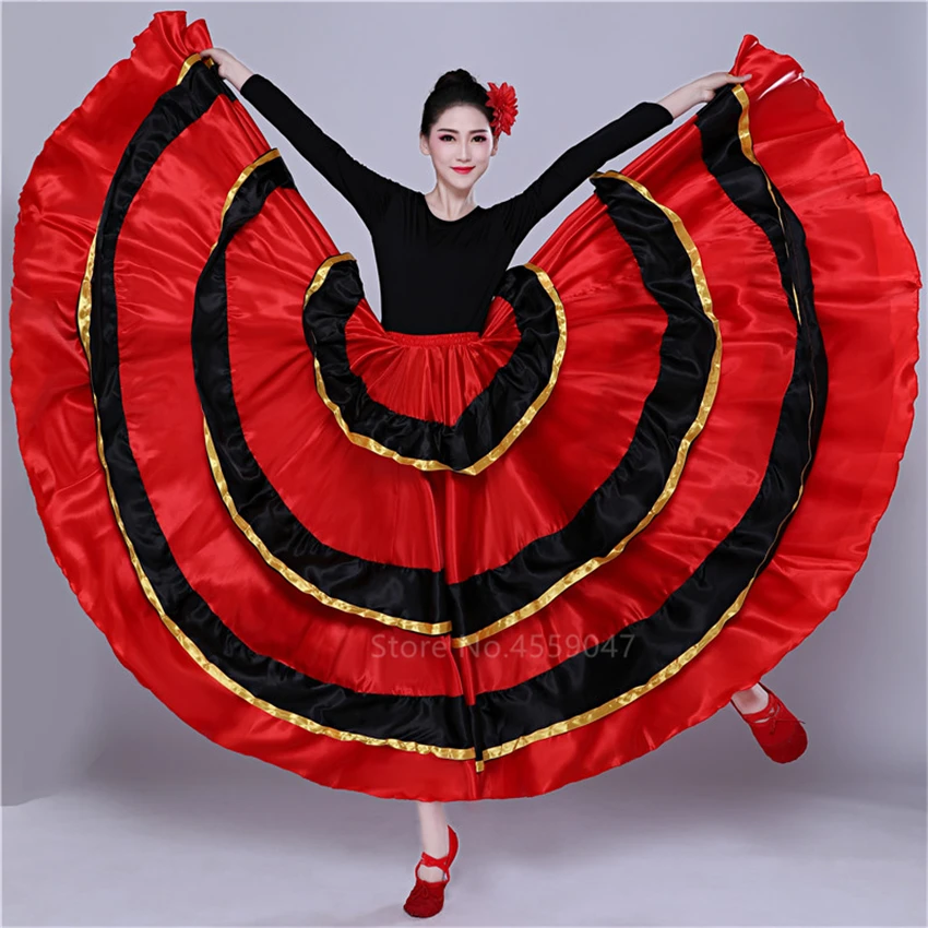 

Spanish Dance Costume Classic Gypsy Dance Costume Flamenco Dress for Women Swing Skirts Bullfight Belly Performance 360/540/720
