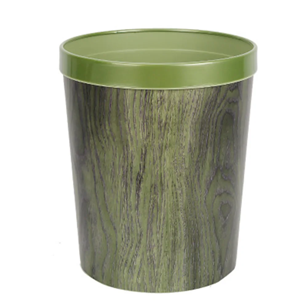

12L Trash Can Durable Garbage Can Waste Basket with Wood-Grain European Style Wastebin for Bathroom MJJ88