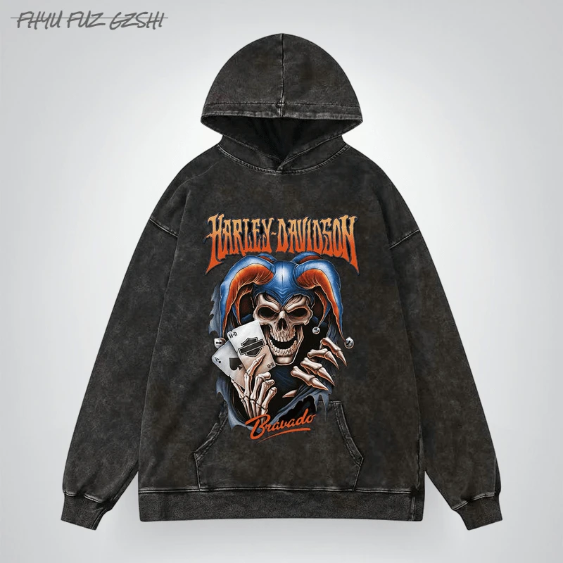 

Острые Свободные толстовки в стиле панк с длинным рукавом для мужчин и женщин, потертые толстовки, уличная одежда, ретро пуловеры с принтом ...