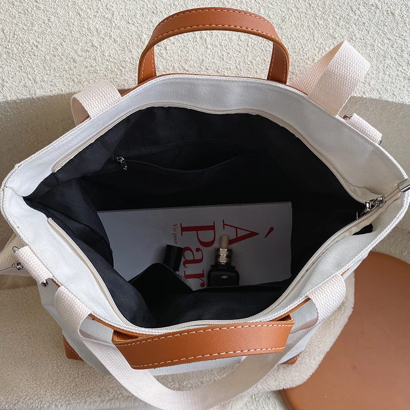 

casual canvas women handbags designer letters shoulder crossbody bags female large capacity tote leather patchwork shopper bag
