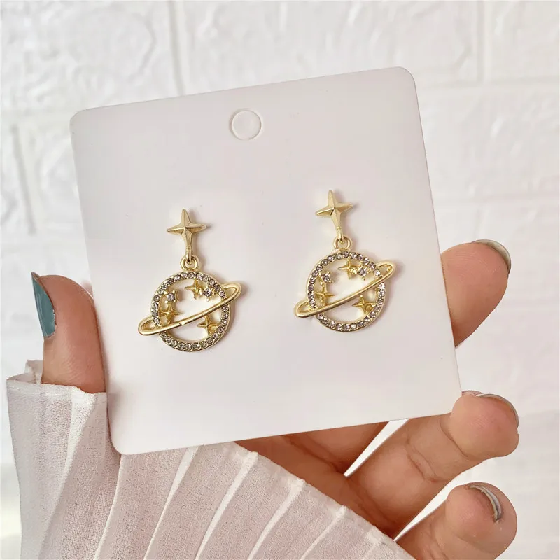 Модные женские висячие серьги со звездой и кристаллами Милые простые