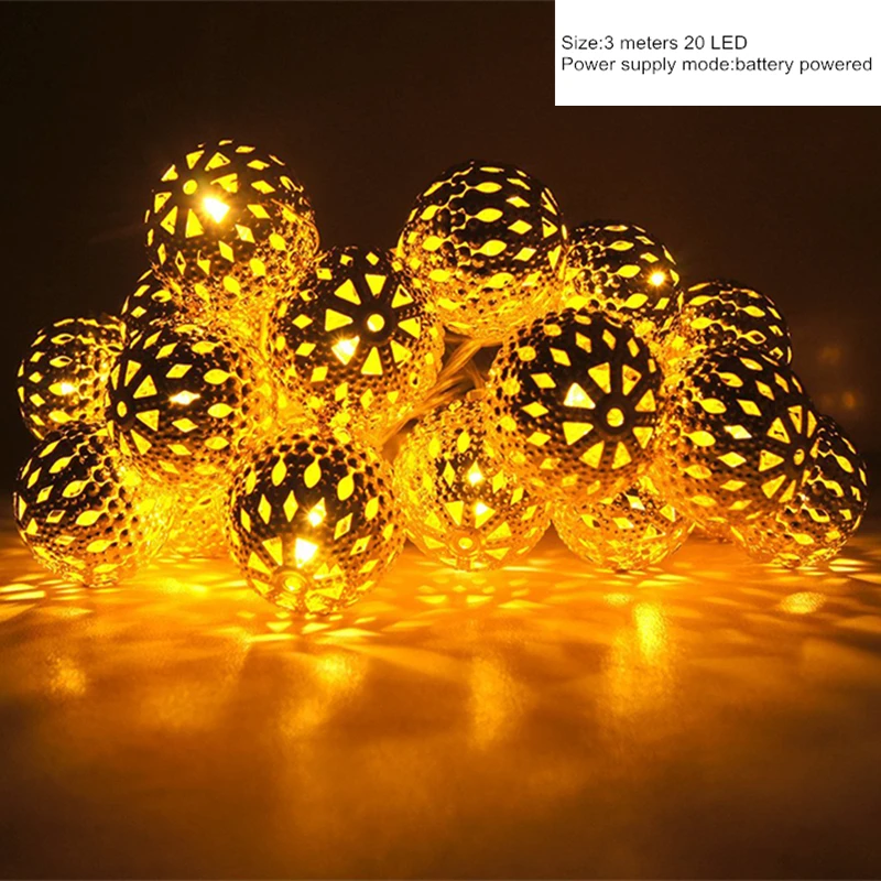 Warm White 3M20LED Рождественские украшения 10 20 шаров, марокканский струнный светильник, Рождественский декоративный светильник s, Новогоднее украшение, Рождественский Navidad Noel, L - Цвет: Warm White 3M20LED
