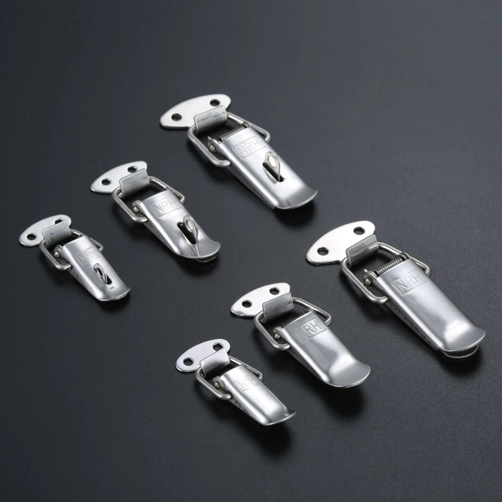 

Stainless Steel Metal Buckle Wooden Box Spring Toggle Latch Catch Hasp Toolbox Cabinet Aviation Case Luggage Spring Toggle Latch