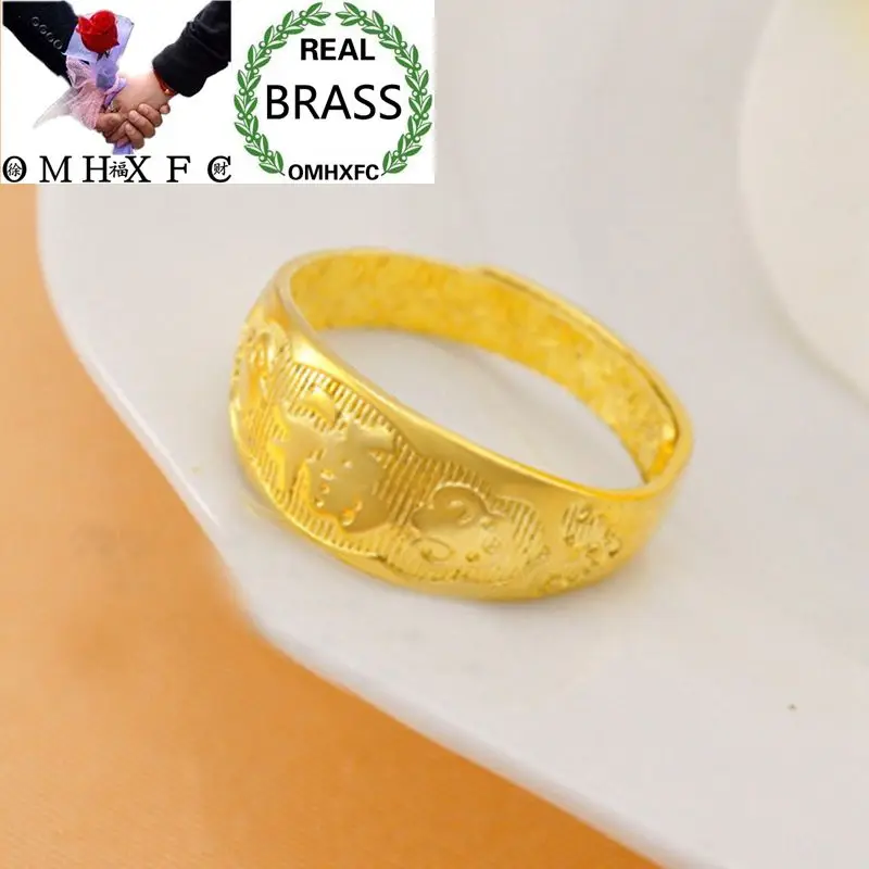 

OMHXFC Wholesale European Fashion Woman Man Unisex Party Birthday Wedding Gift Vintage FU Words Resizable Brass Ring RI168