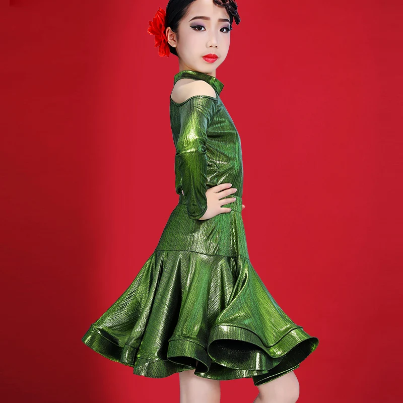 

Latin Dance Standard Competition Clothes Girls Practice Children Latino Ballroom Cha Cha Costume Set Tops Skirt 2 Pieces DWY2313