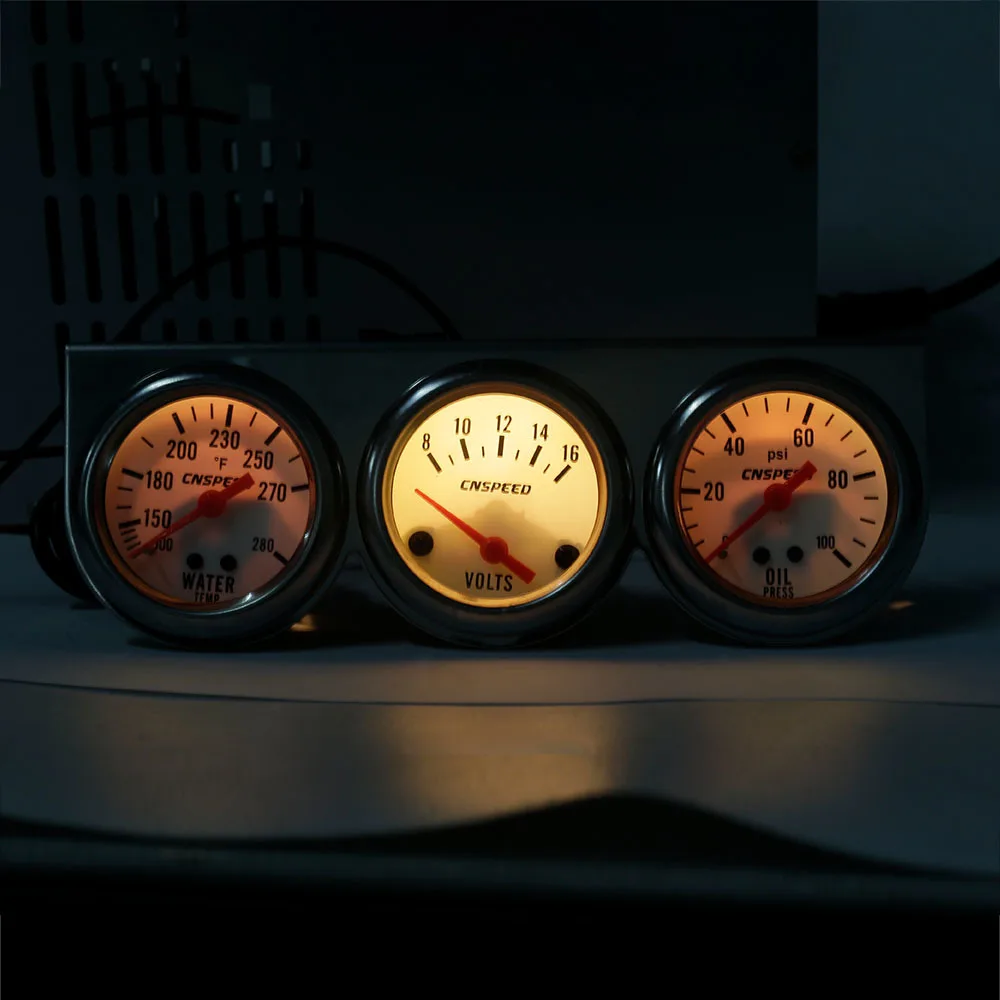 CNSPEED Универсальный 52 мм тройной Калибр Набор вольт метр Температура воды манометр масла пресс манометр Авто Механический Калибр yc10Ω