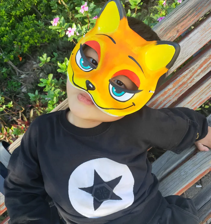 Новое качество ручной работы DIY маска на Хэллоуин с принтом Лисенок костюмная