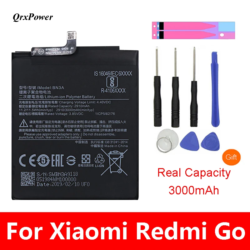Оригинальный аккумулятор BN3A для Xiaomi Redmi GO с реальной емкостью 3000 мАч сменный