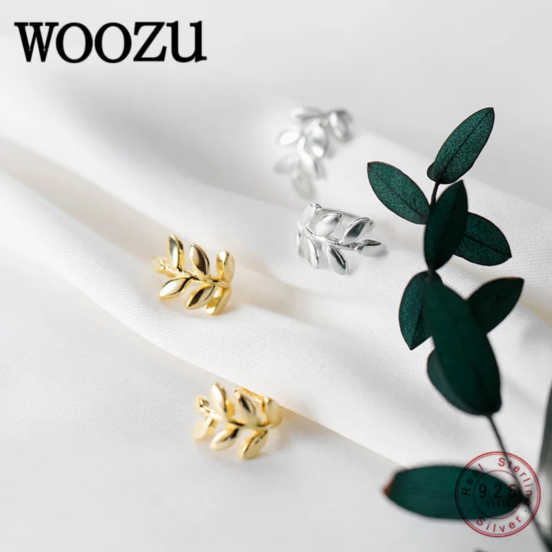 

WOOZU Korean Minimalist Glossy Leaves Ear Bone Clip No Pierced Earrings For Women French Fashion Teen Girl Ear Cuff Jewelry Gift