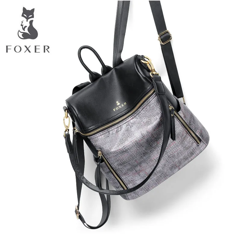 FOXER роскошный популярный высококачественный Женский рюкзак новые модные дикие вместительные, для отдыха, путешествий, цветной рюкзак двойного назначения