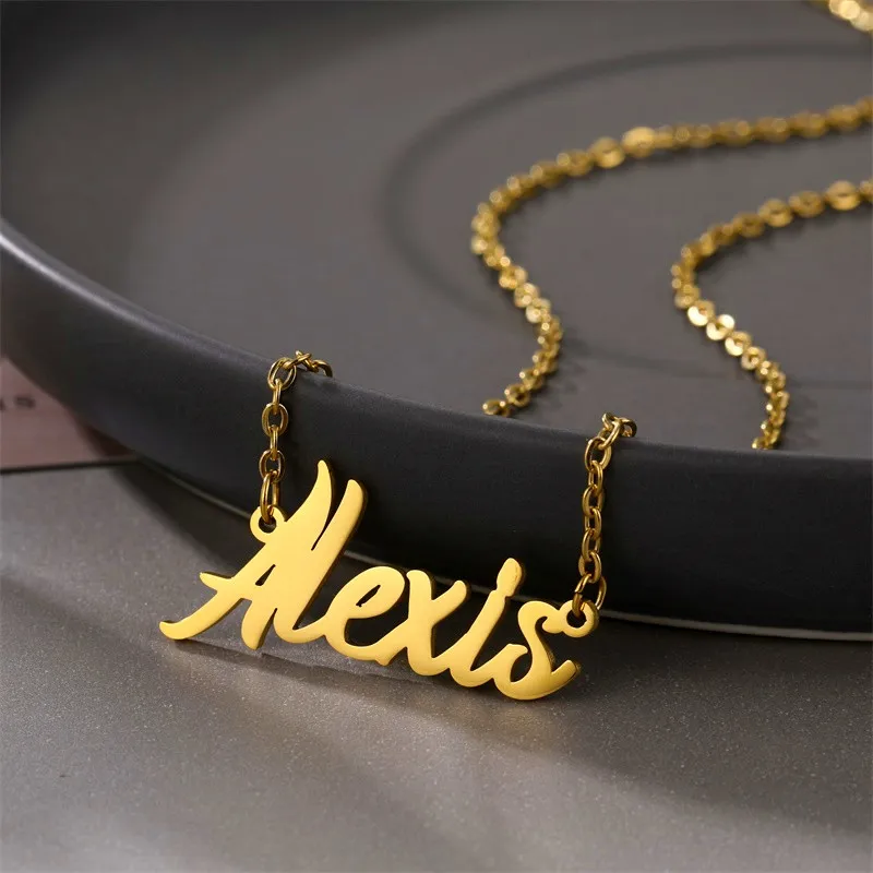 Женское колье ручной работы из нержавеющей стали с именной табличкой свадебный