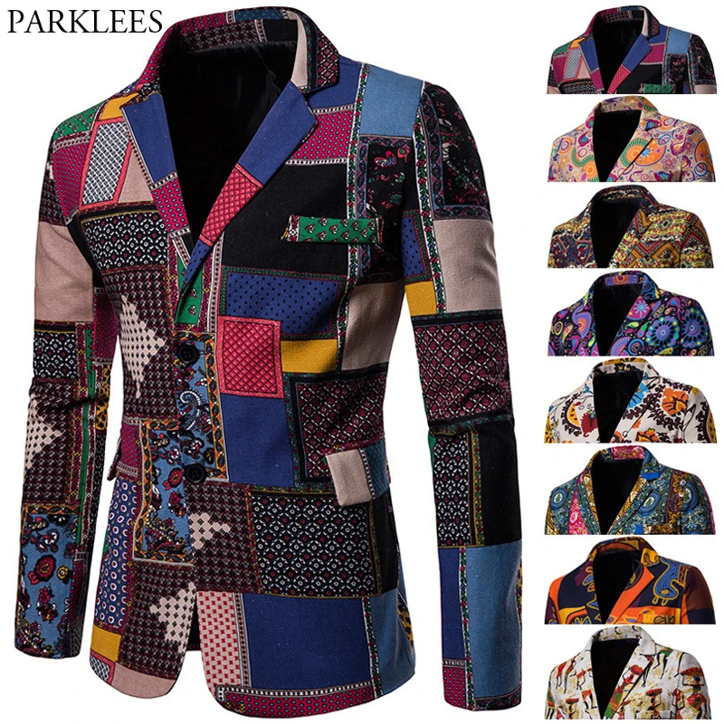 Мужской модный блейзер с принтом в африканском стиле хлопковый льняной мужской