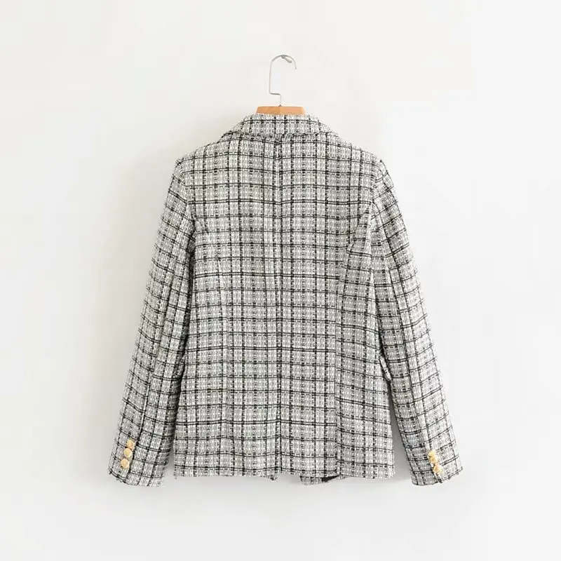 Bella philosophy Women New Double Breasted Blazers Jackets Vintage Zipper Female Tweed Sets Street Wear Suits Casual OL Bottoms