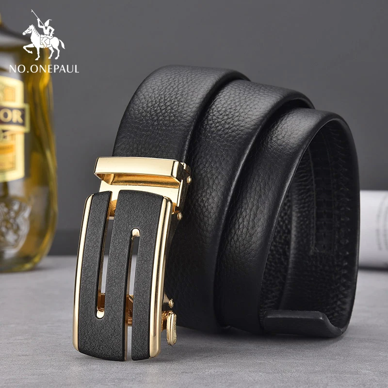 Нет. ONEPAUL Автоматическая пряжка кожаный ремень мужские ремни Одежда высшего
