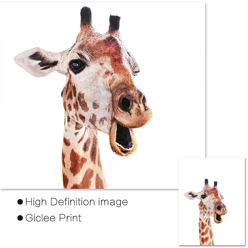 Милый Забавный Жираф картина на стену современные постеры с животными и принтами