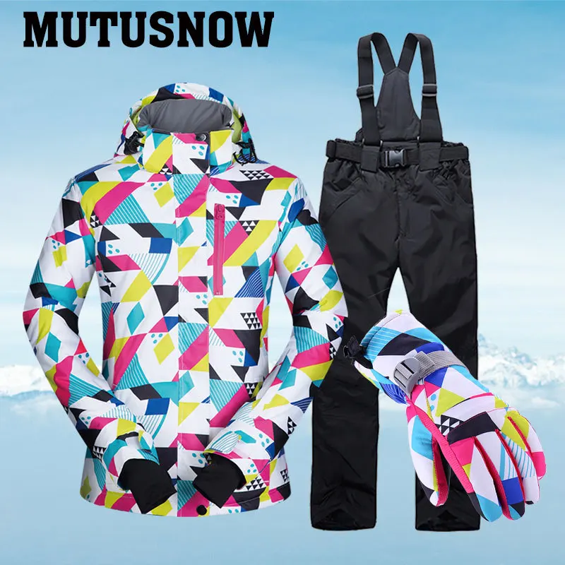 Лыжный костюм женский брендовый теплый лыжная куртка и брюки теплые