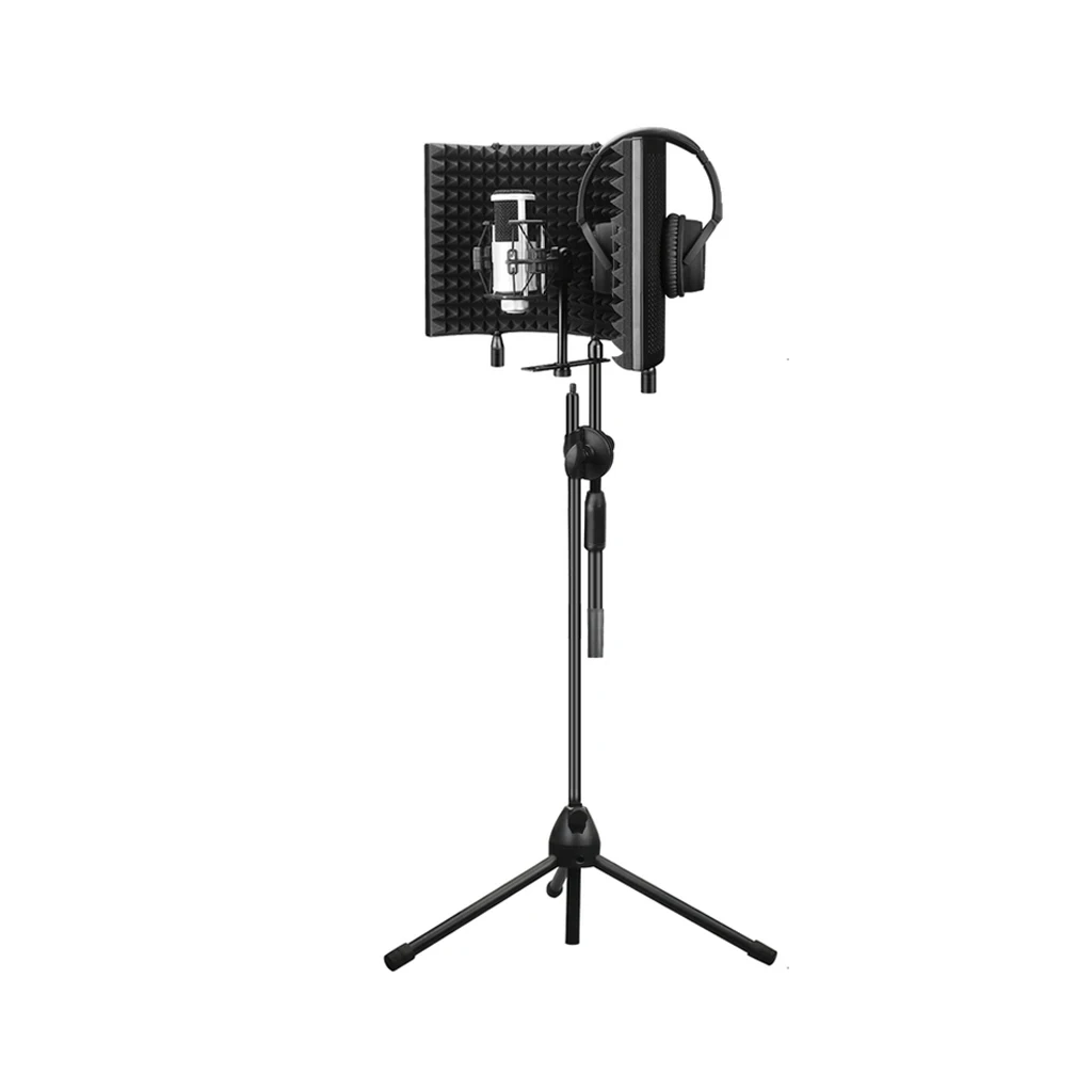 

Foldable Microphone Isolation Shield Panel with Stand Sound Absorbing Black