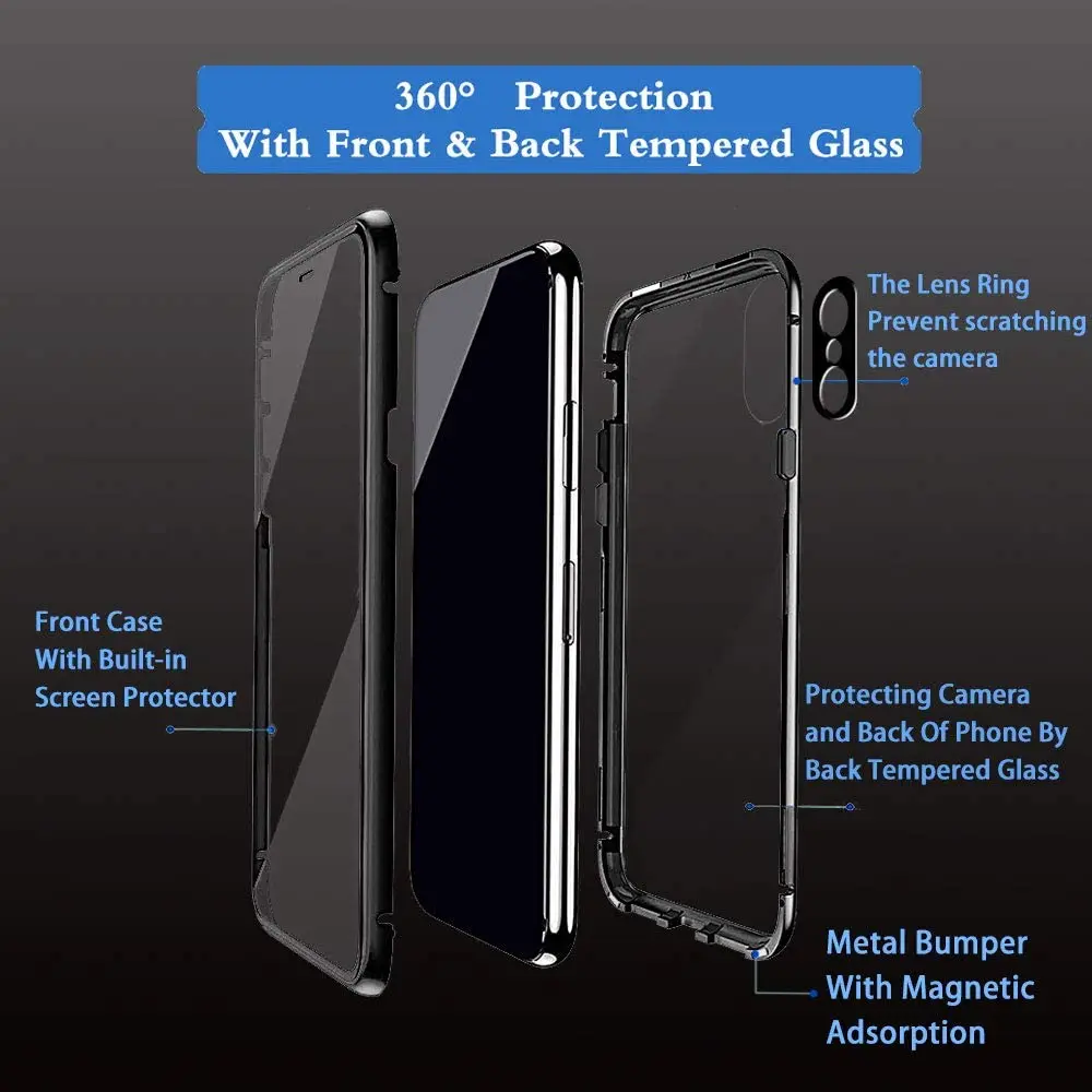 Магнитный чехол для OnePlus 8 Pro с защитой объектива камеры двухсторонний бампер из