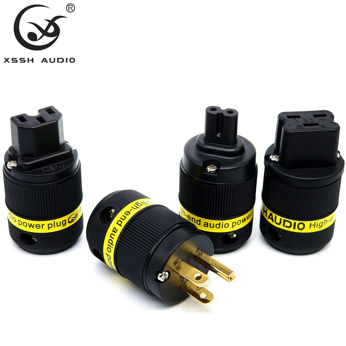 XSSH аудио Рисунок 8 20A IEC US штекер DIY Hi end HIFI Чистая медь с латунным покрытием золото