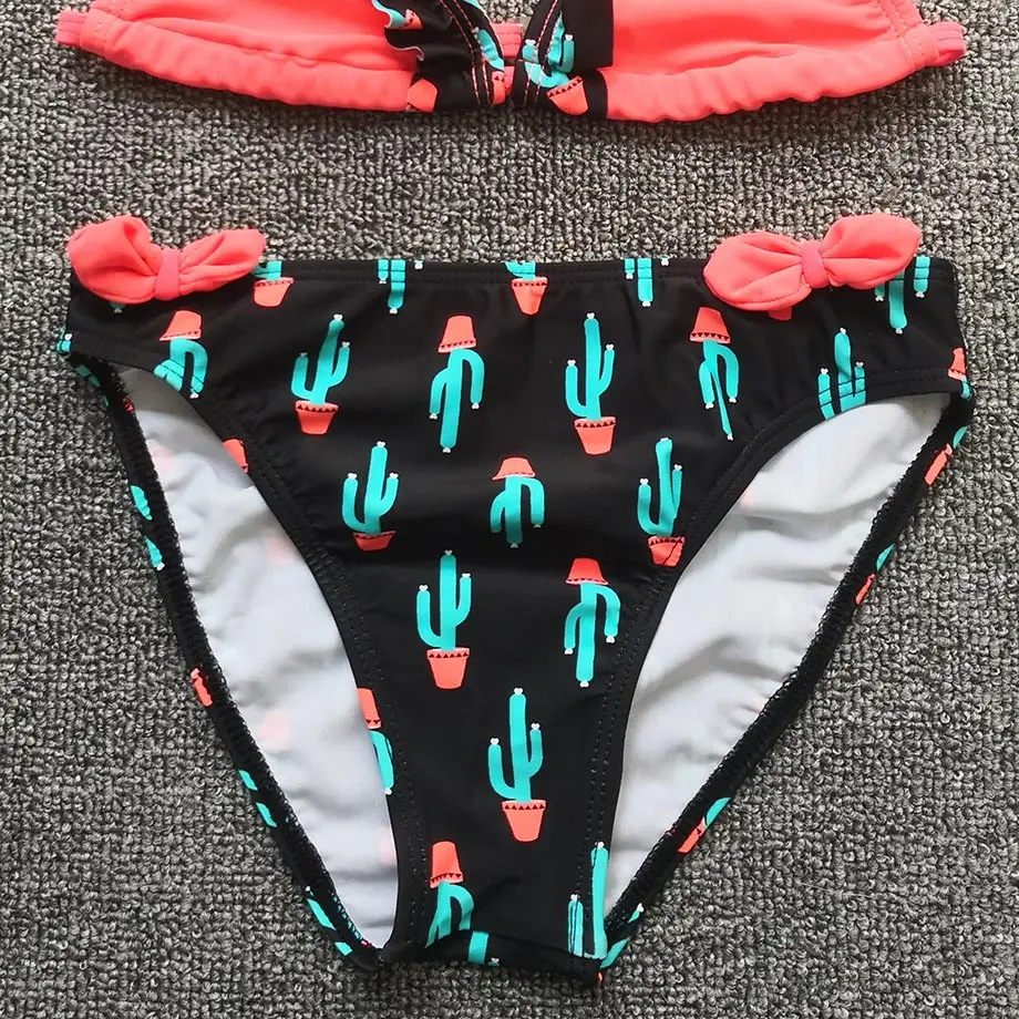 Женский купальник для маленьких девочек комплект бикини с растительным принтом