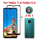 Чехол 3 в 1 + закаленное стекло для камеры для Nokia 7,2 6,2, Защита экрана для Nokia 7,2, TA-1196, TA-1181, TA-1178, 3D стекло