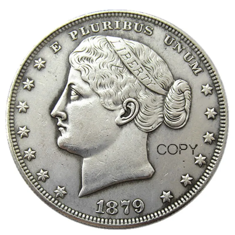США 1879 волос в ожогом долларе шаблон Посеребренная КОПИЯ монета | Дом и сад