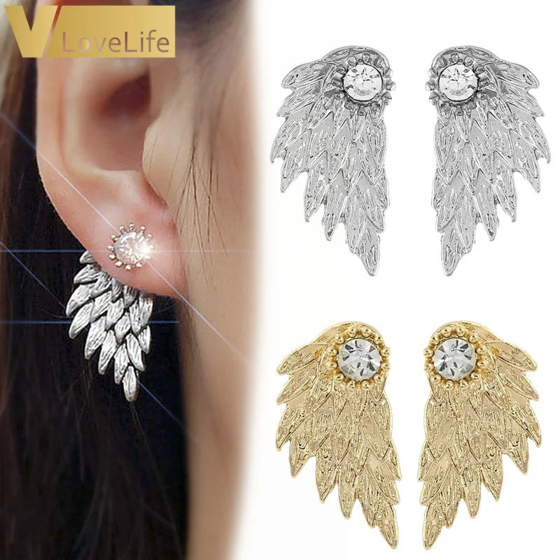 Панк Крылья Ангела золотые серьги гвоздики в рождественской тематике украшения