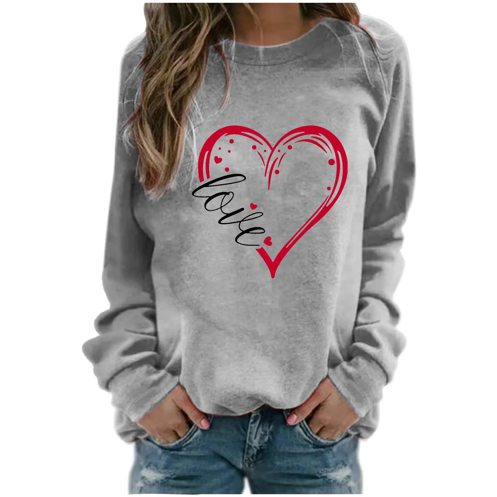 Women Sweetshirts Casual Hoodie Pullover Women's Print Sweatshirt Long Sleeve Sweat Love Print Clothes Sudaderas Para Mujer