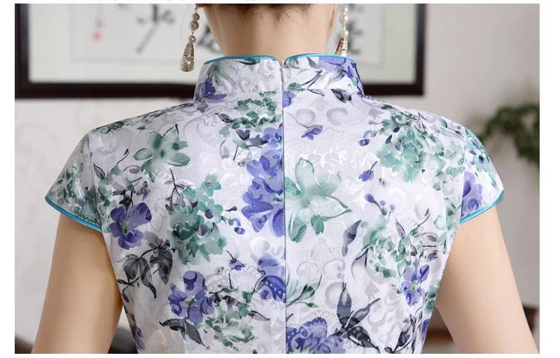 SHENG COCO Flowers Qipao Traditional Chinese Dress Cotton Ladies Cheongsam Vintage Qi Pao Beautiful Daily Chinese Style Dresses