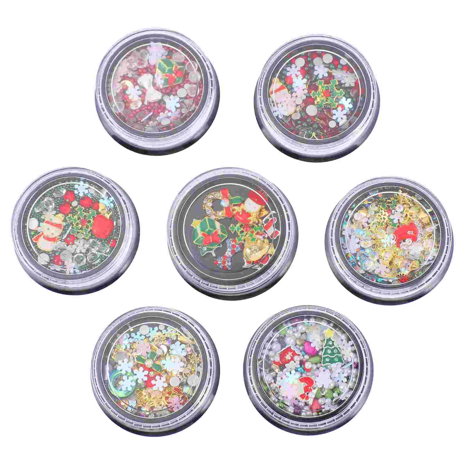 

7 коробок Рождественские 3D художественные талисманы для ногтей украшения для ногтей