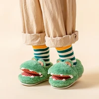 suihyung children home cotton slippers cute crocodile kids winter warm shoes for boys girls baby toddler non slip furry slides