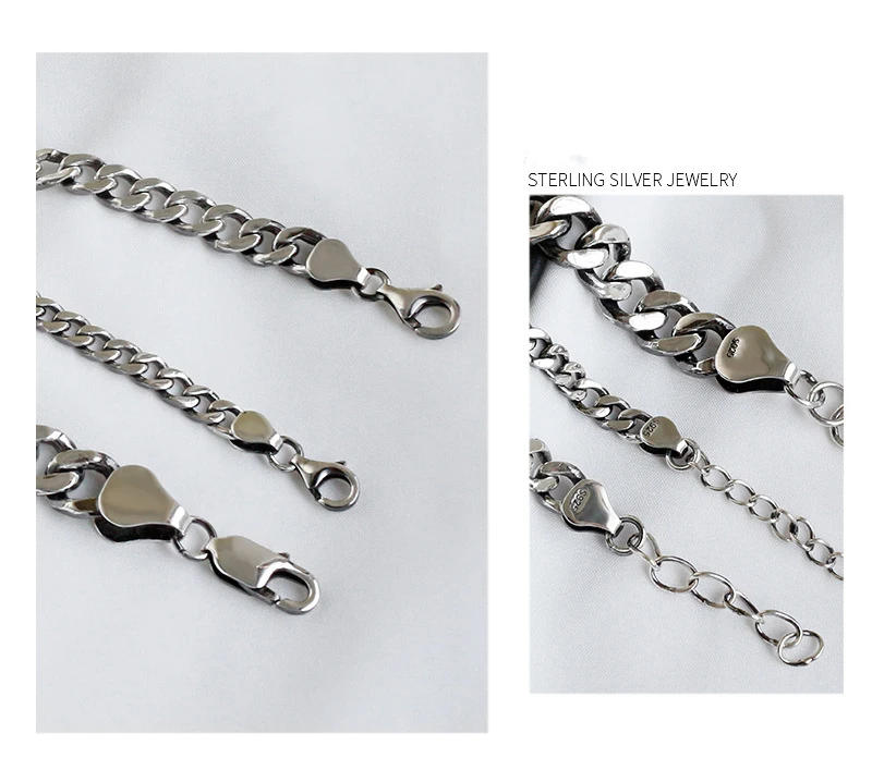 

F.I.N.S Exaggerated S925 Sterling Silver Link chain Vintage Old Thick Silver Chain Bracelet Punk Hiphop Fine Jewelry