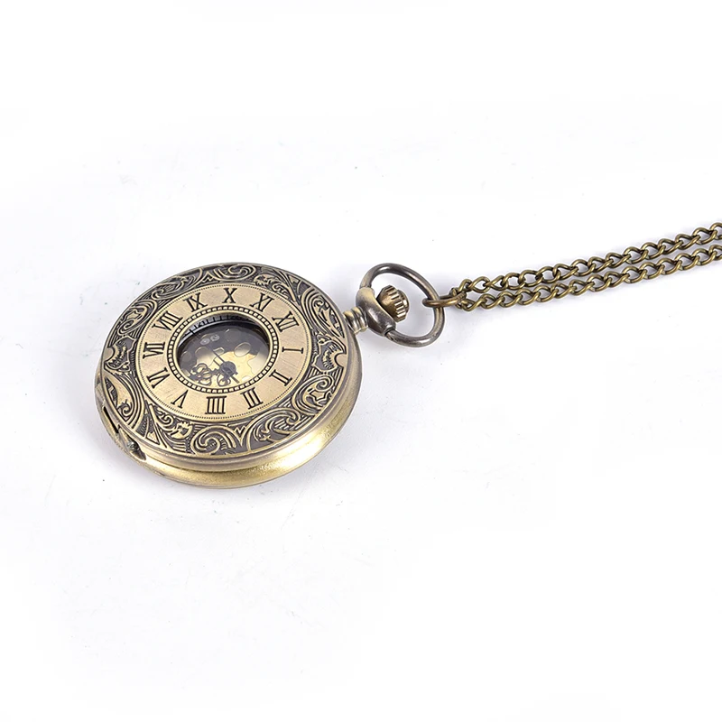 

1pcs Vintage Bronze Steampunk Pocket Watch Quartz Necklace Pocket & Fob Watches Chain Men Women Clock