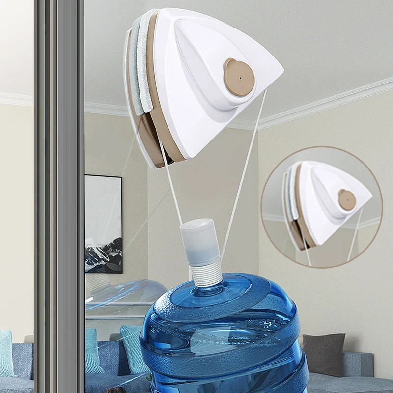 Herramienta de limpieza de ventanas de vidrio magn&eacute;tico, limpiador de ventanas especial para el hogar, descarga autom&aacute;tica de agua, doble capa-2