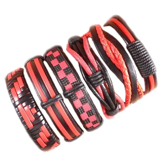 D94 Случайный 10 шт./лот мужские s браслеты homme boho pulseira Женская бижутерия панк-рок кожа браслет Дружба подарки для мужчин WP3 - Окраска металла: D94