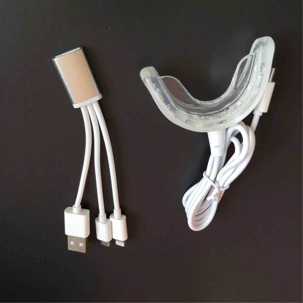 16 leds with tray Портативное устройство для отбеливания зубов 4 USB зарядка 16 светодиодов Голубые огни отбеливающий инструмент высокое качество - Цвет: 16 leds with tray