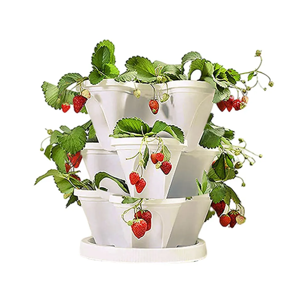 

3PC Stackable Vertical Planter Three Petal Flower Pot Multi-Layer Plant Pot Strawberry Seedling Holder Nursery Garden Home Decor