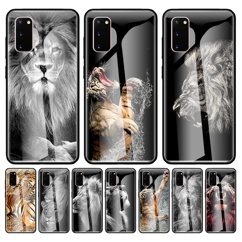 

Lion Tiger Glass Cases For Samsung Galaxy S20 S10 5G S10e S9 S8 Plus Note 20 Ultra 9 10 Lite Phone Coque Capa