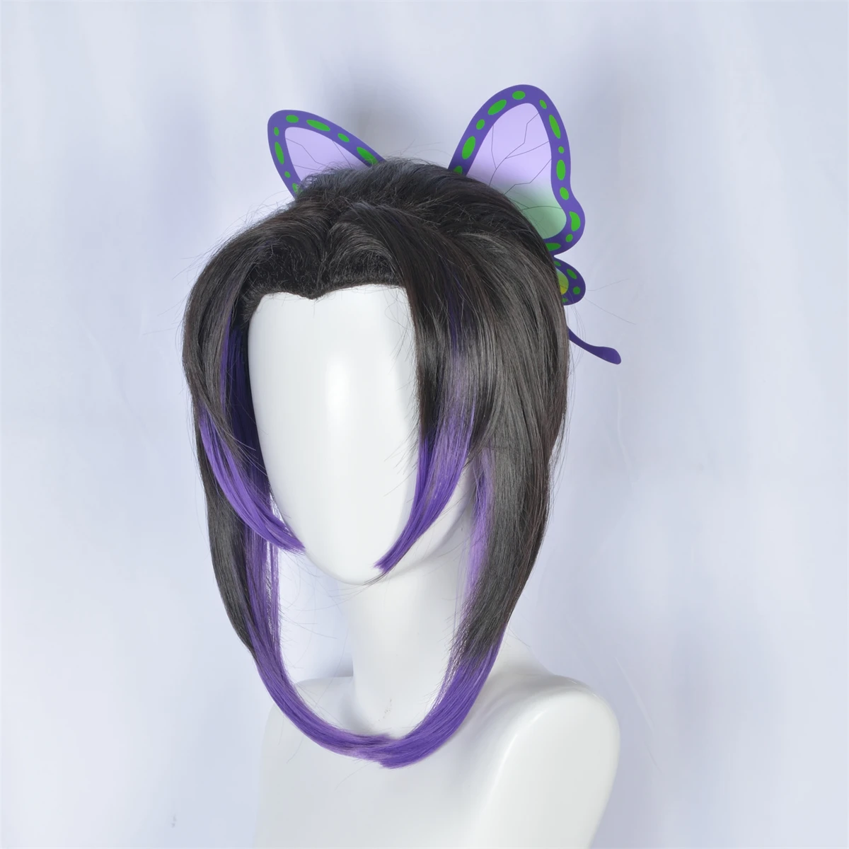 Anime Demon Slayer Kimetsu No Yaiba Kochou Shinobu Women Cosplay Costume Short Hair Party Long Ponytail Wigs Butterfly Headdress |