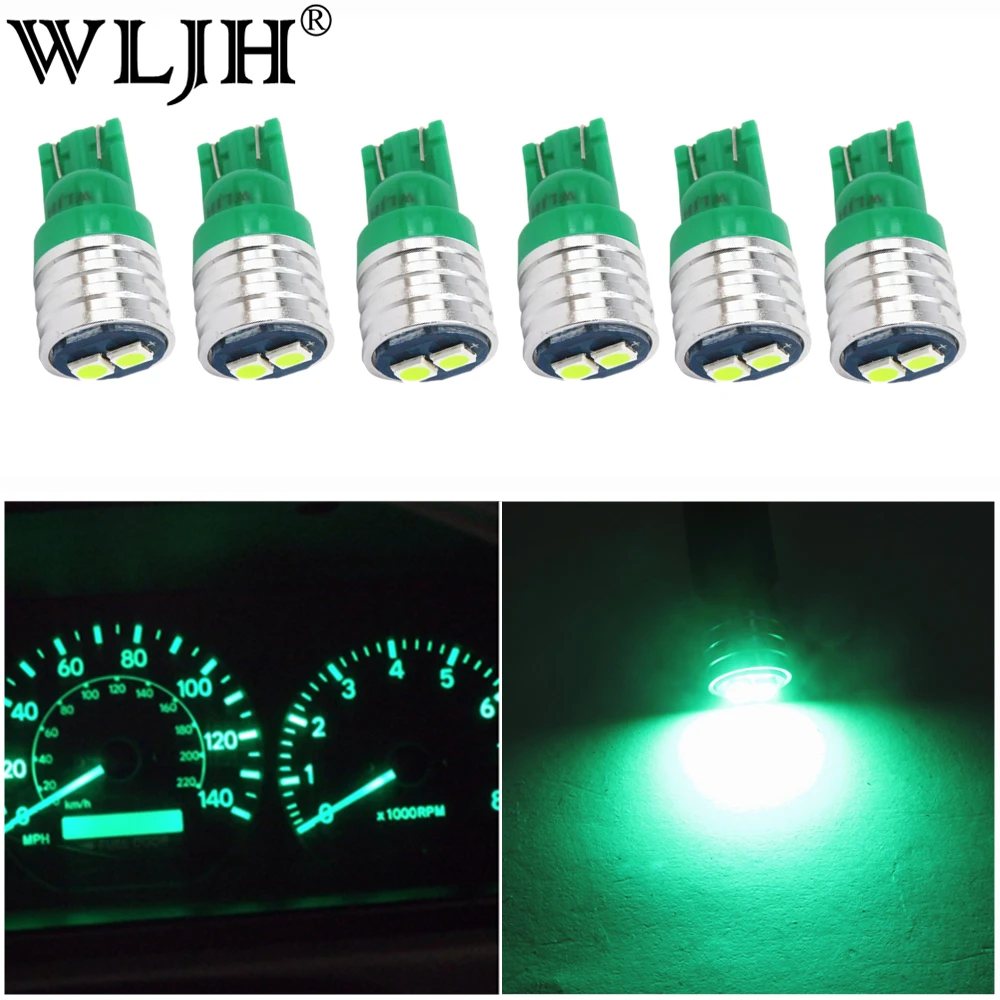 Зеленый WLJH 6x яркая светодиодная лампа T10 W5W 158 194, автомобильная интерьерная купольная карта, грузовой номерной знак, приборная панель, панель приборной панели, светильник - Испускаемый цвет: Зеленый