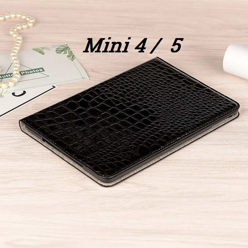Coque для iPad mini 1 2 3 4 5 Роскошный чехол из крокодиловой кожи PU Folio Stand слот для карт iPad mini 5 Роскошный чехол 7,9'' - Цвет: mini 4 5 Black