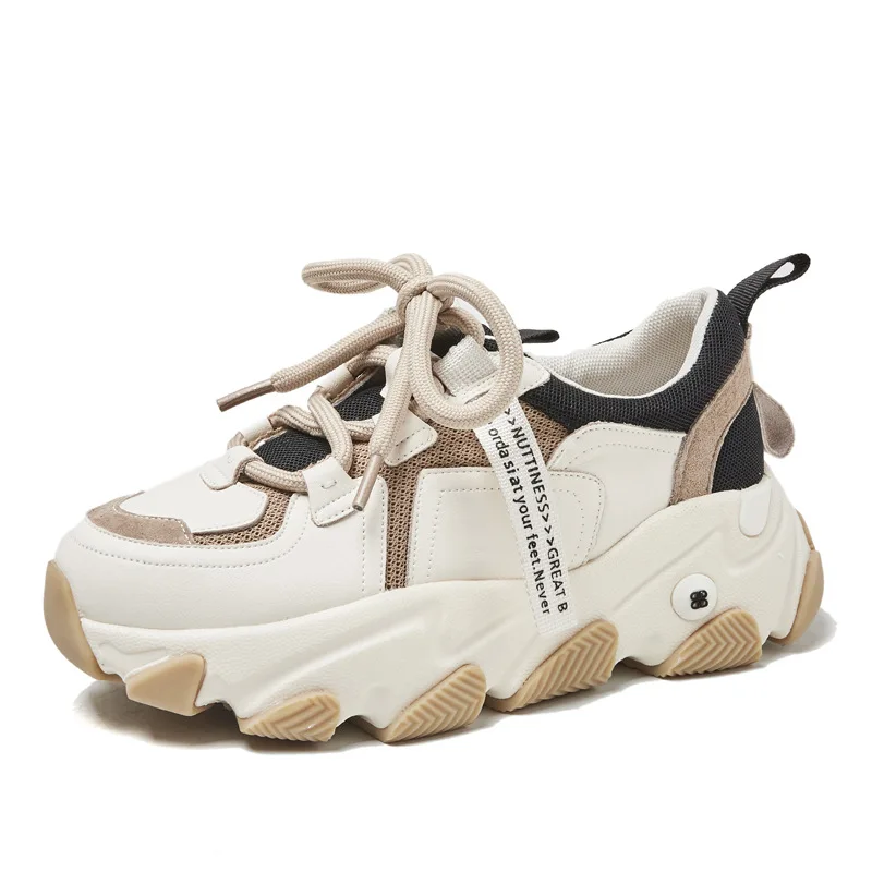 Женские кроссовки на платформе Модные Повседневные Туфли каблуке 6 см дышащие