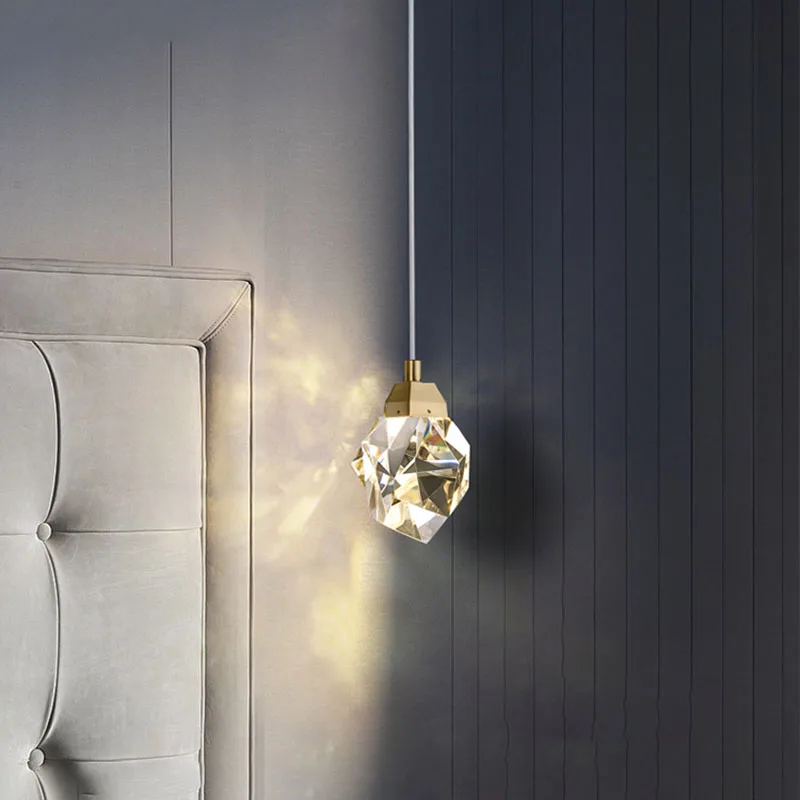 Nordic Creative LED Crystal Light Pendent lights Bedroom Bedside Crystal Chandelier Living Room Luxury Dining Bar Pendent Lamps