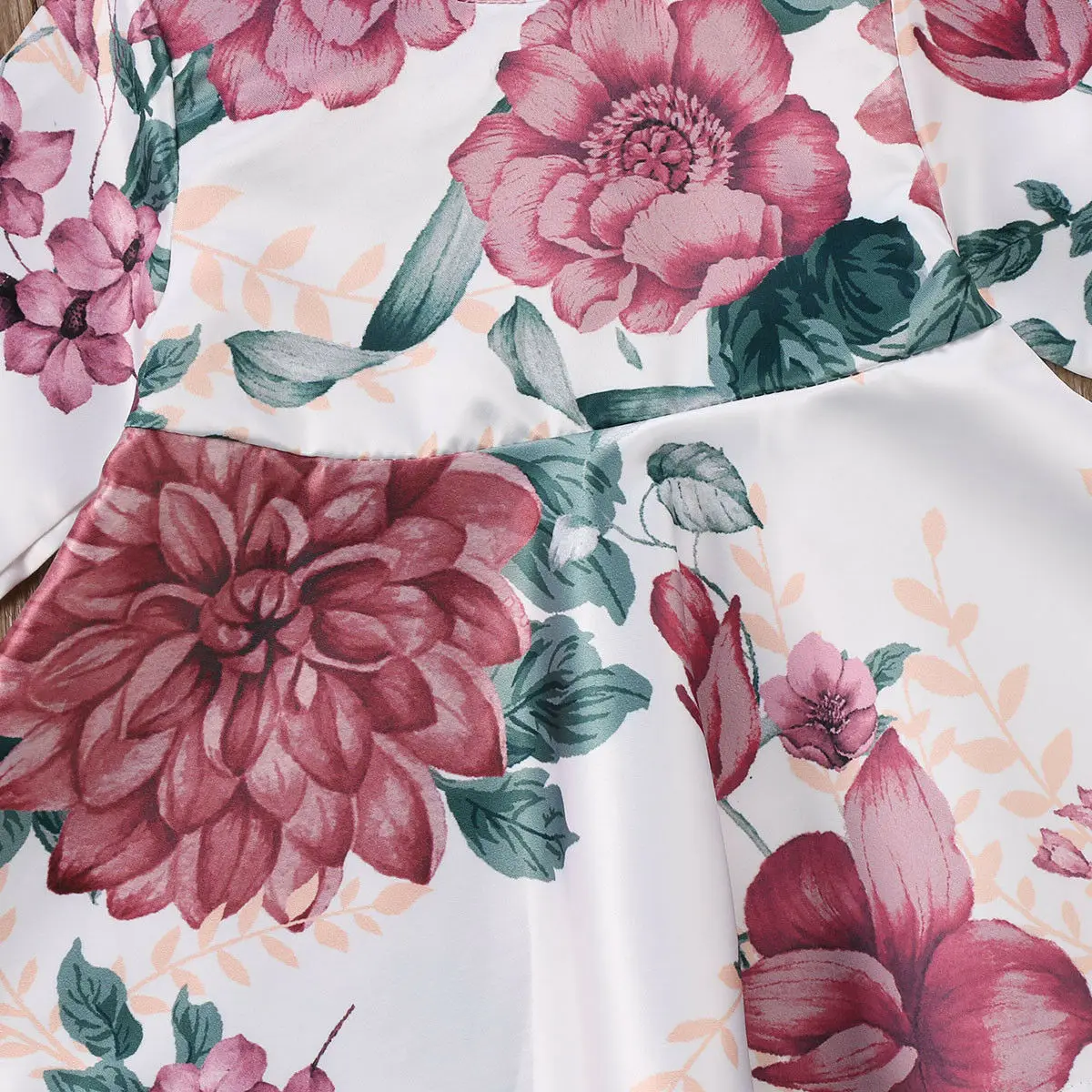 2Pcs Baby Girls Clothes Set Newborn Kid Baby Girls Floral Dress + Headband Outfits Autumn Spring Long Sleeve Outfits