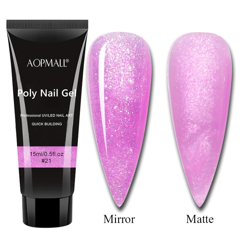 AOPMALL® UV/LED 15 Glitter Shimmer Poly Nail Gel For Extension Color Nail Gel For Nails Art Painting Gel Nail Art Enamel