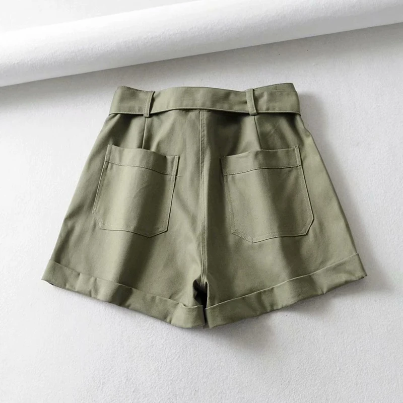 GOPLUS летние широкие шорты с высокой талией и поясом корейские модные хлопковые