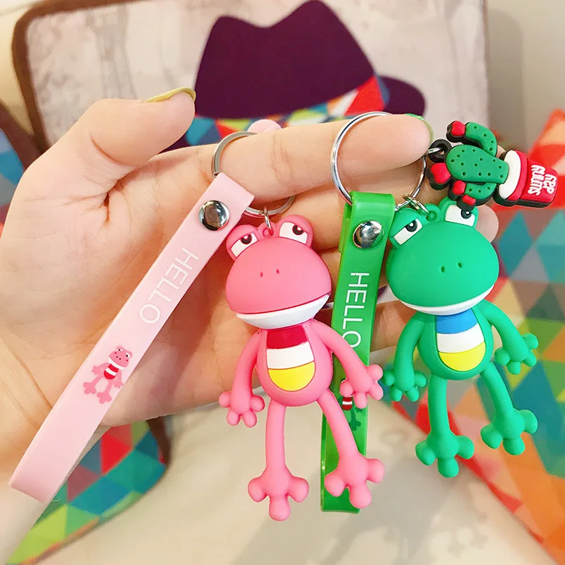 2019 New Cartoon Frog Doll Car Keychain Leather Rope Key Holder Metal Bell Chain Keyring Charm Bag Auto Pendant Gift Hot | Украшения и